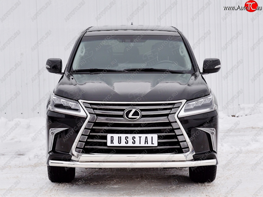 16 449 р. Защита переднего бампера (2 трубыØ63 и 75х42 мм, нержавейка) Russtal Lexus LX450d J200 2-ой рестайлинг (2015-2022)  с доставкой в г. Вологда