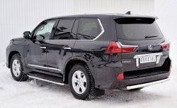 16 899 р. Защита заднего бампера (Ø63 мм, нержавейка, NOT F-SPORT/HERITAGE) SLITKOFF Lexus LX450d J200 2-ой рестайлинг (2015-2022)  с доставкой в г. Вологда. Увеличить фотографию 2