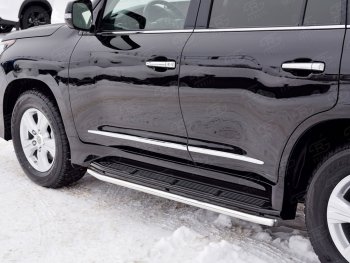 14 999 р. Защита порогов из круглой трубы диаметром 42 SLITKOFF v3 Lexus LX450d J200 2-ой рестайлинг (2015-2022)  с доставкой в г. Вологда. Увеличить фотографию 2