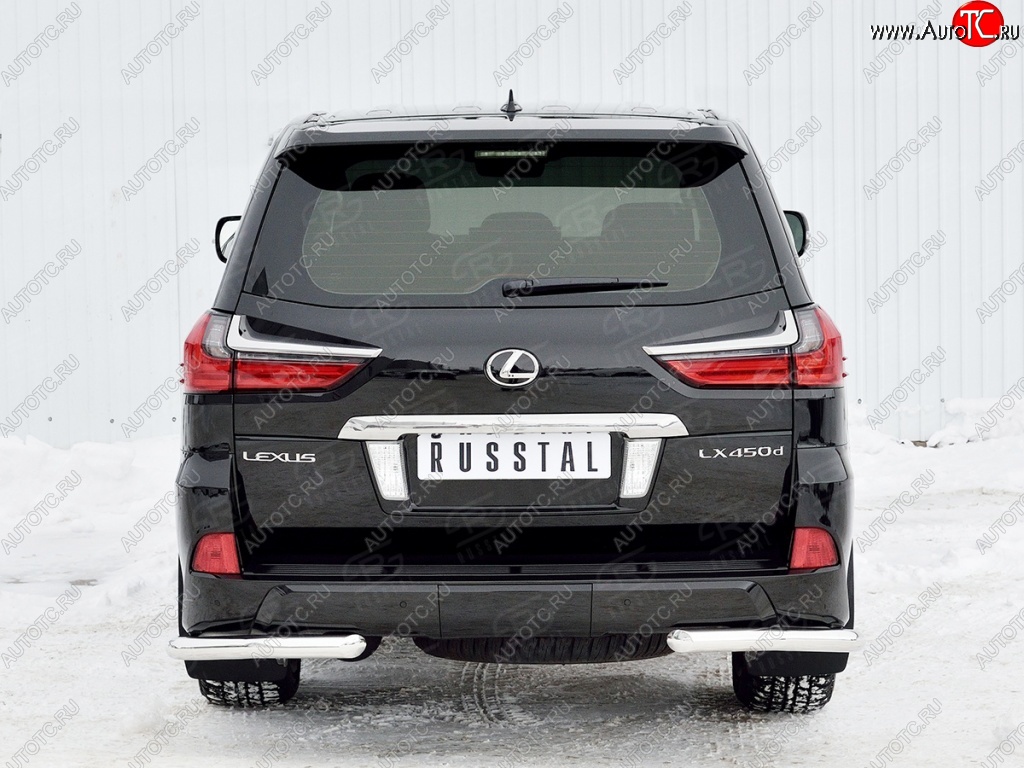 17 649 р. Защита заднего бампера (Ø63 мм уголки, нержавейка) SLITKOFF Lexus LX450d J200 2-ой рестайлинг (2015-2022)  с доставкой в г. Вологда
