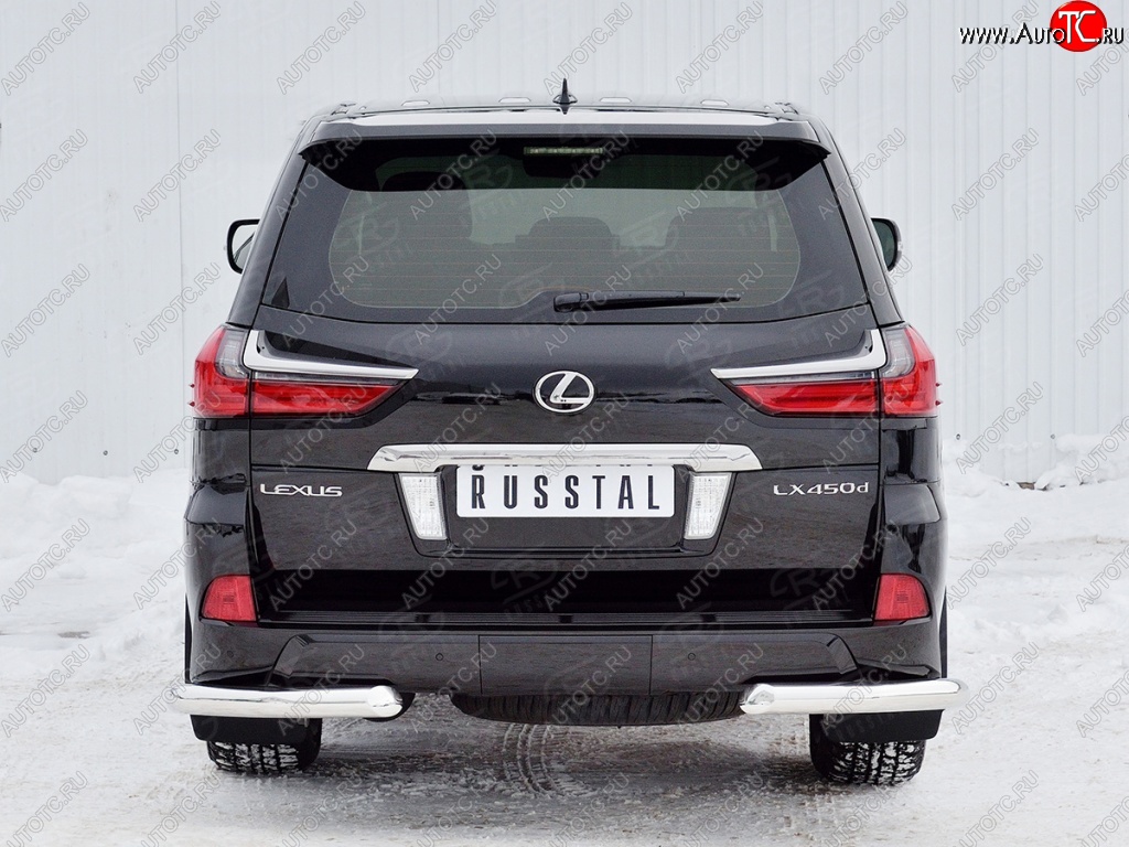15 299 р. Защита заднего бампера (Ø76 мм уголки, нержавейка) SLITKOFF Lexus LX450d J200 2-ой рестайлинг (2015-2022)  с доставкой в г. Вологда