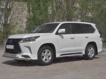 15 899 р. Защита переднего бампера (2 трубы Ø63 и 75х42 мм, нержавейка, TRD Superior) Russtal Lexus LX450d J200 2-ой рестайлинг (2015-2022)  с доставкой в г. Вологда. Увеличить фотографию 4