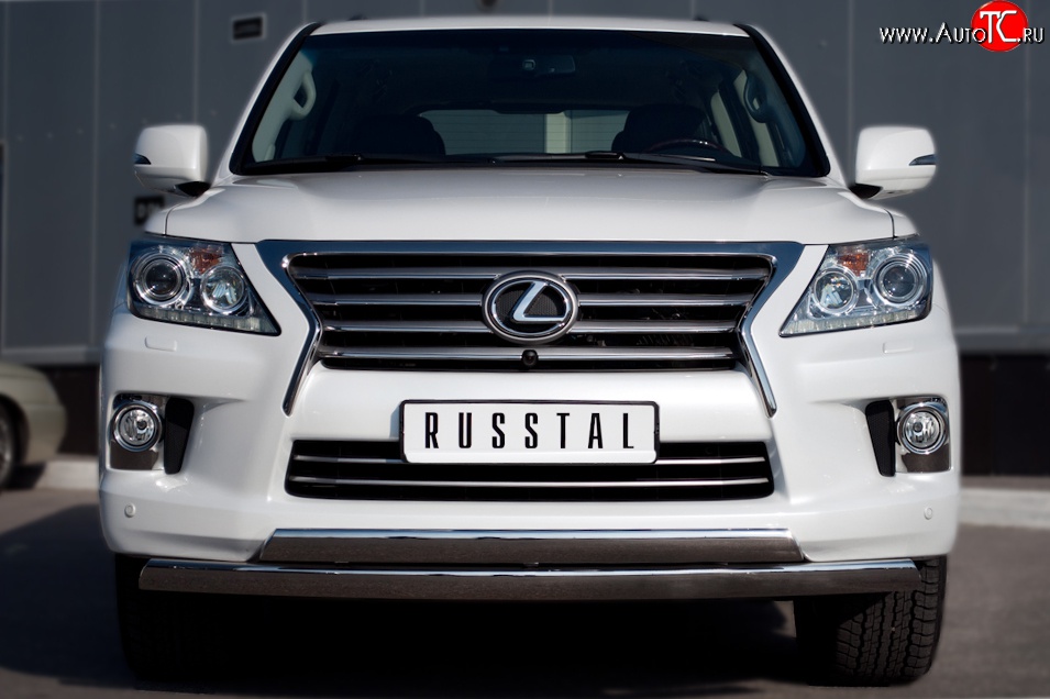 17 999 р. Защита переднего бампера (2 трубыØ75х42 мм, нержавейка) Russtal Lexus LX570 J200 дорестайлинг (2007-2012)  с доставкой в г. Вологда