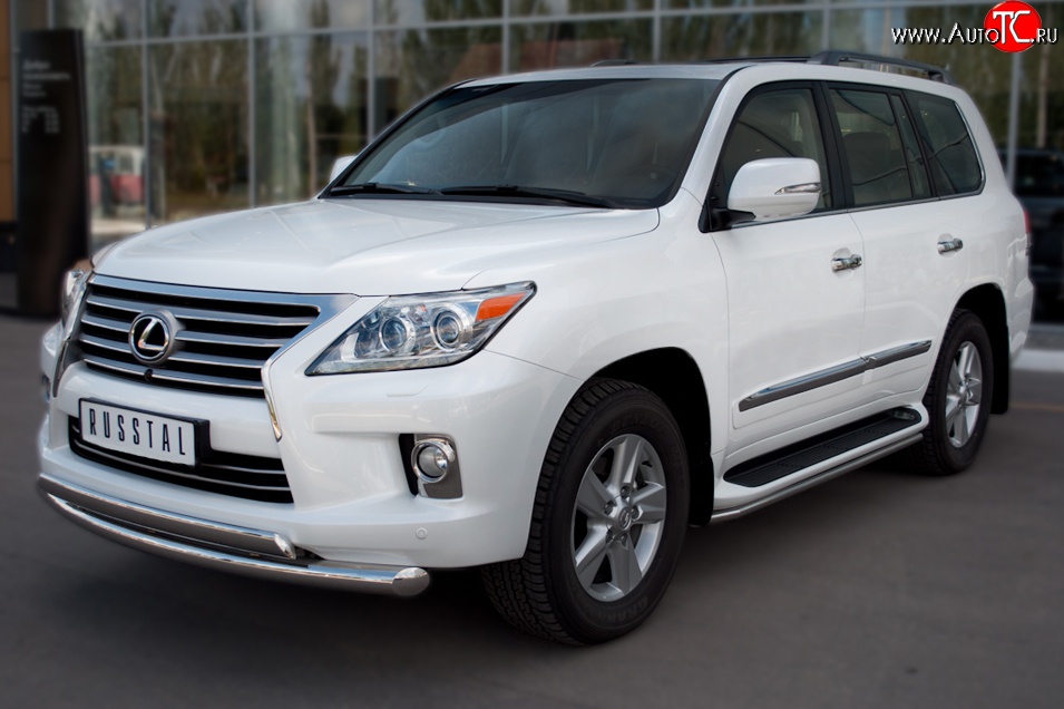 14 999 р. Защита порогов SLITKOFF из круглой трубы диаметром 42 мм (2012-н.в.) Lexus LX570 J200 дорестайлинг (2007-2012)  с доставкой в г. Вологда