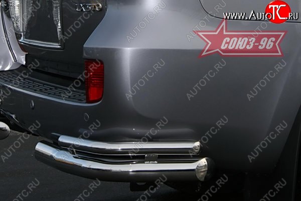22 769 р. Защита заднего бампера из двойных боковых уголков Souz-96 (d76/42) Lexus LX570 J200 дорестайлинг (2007-2012)  с доставкой в г. Вологда