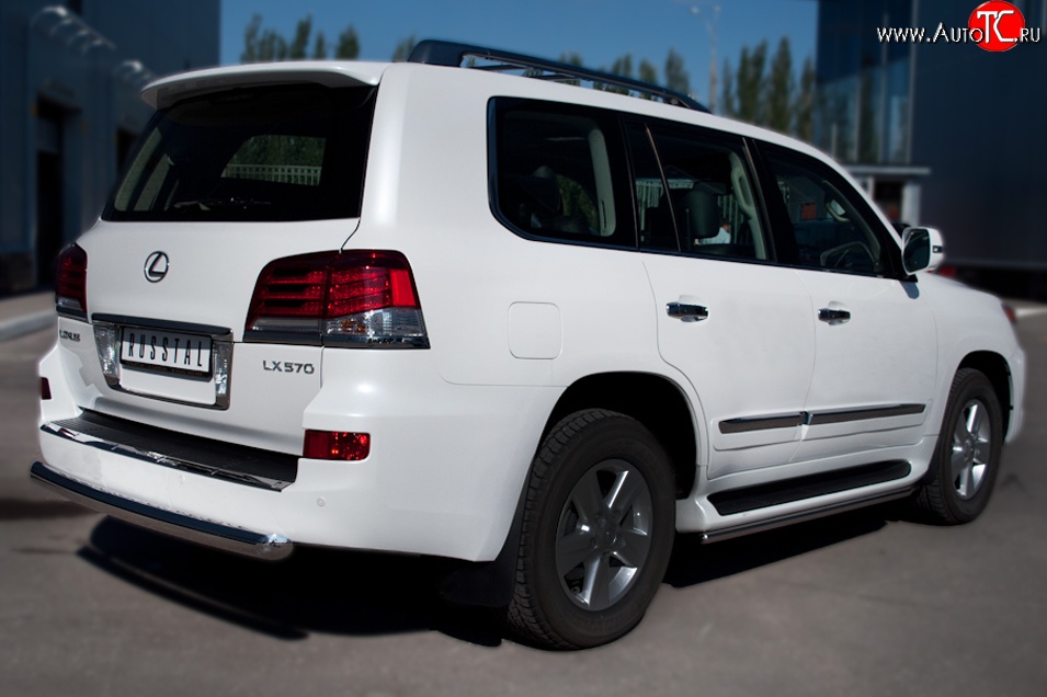 16 749 р. Защита заднего бампера (Ø76 мм, нержавейка) SLITKOFF Lexus LX570 J200 дорестайлинг (2007-2012)  с доставкой в г. Вологда