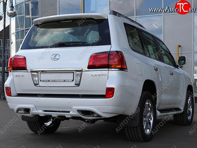 27 499 р. Накладка на задний бампер GOLDMAN EXCLUSIVE Lexus LX570 J200 1-ый рестайлинг (2012-2015) (Неокрашенная)  с доставкой в г. Вологда