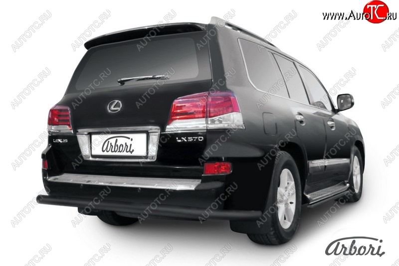 11 789 р. Защита заднего бампера Arbori (черная, 1 труба d76 mm). Lexus LX570 J200 1-ый рестайлинг (2012-2015)  с доставкой в г. Вологда