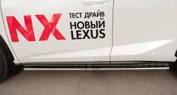 16 649 р. Защита порогов с круглыми вставками для ног из овальной трубы диаметром 75x42 мм F SPORT Russtal Lexus NX200T Z10 (2014-2017)  с доставкой в г. Вологда. Увеличить фотографию 3