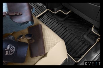 8 449 р. Коврик в салони премиум-класса Kvest (бежевый/черный) Lexus NX200T Z10 (2014-2017)  с доставкой в г. Вологда. Увеличить фотографию 6