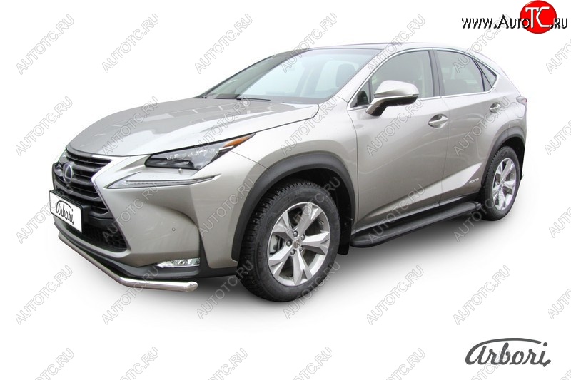 11 609 р. Порожки для ног Arbori Optima Black Lexus NX300h Z10 дорестайлинг (2014-2017)  с доставкой в г. Вологда