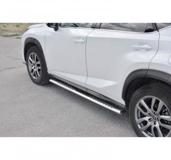19 399 р. Пороги труба 120х60 Russtal (овал с проступью) Lexus NX300h Z10 дорестайлинг (2014-2017)  с доставкой в г. Вологда. Увеличить фотографию 2