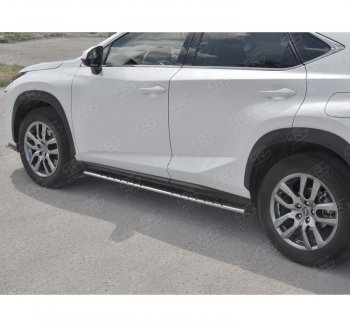 16 649 р. Пороги труба 75х42 Russtal (овал с проступью) Lexus NX300h Z10 дорестайлинг (2014-2017)  с доставкой в г. Вологда. Увеличить фотографию 2