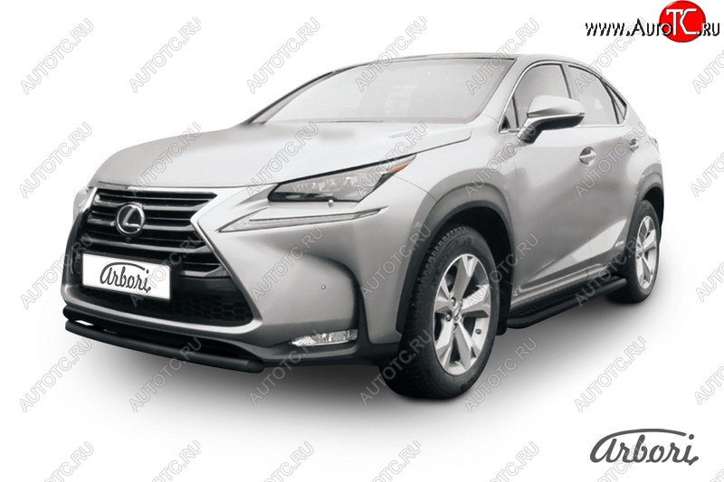 4 544 р. Защита переднего бампера Arbori (короткая, черная, 1 труба d57 mm). Lexus NX300h Z10 дорестайлинг (2014-2017)  с доставкой в г. Вологда