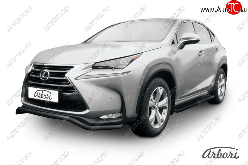 7 559 р. Защита переднего бампера Arbori (волна, черная, 1 труба d57 mm). Lexus NX300h Z10 дорестайлинг (2014-2017)  с доставкой в г. Вологда