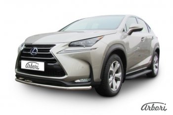 13 319 р. Защита переднего бампера Arbori (радиусная, нержавейка, 1 труба d57 mm). Lexus NX300h Z10 дорестайлинг (2014-2017)  с доставкой в г. Вологда. Увеличить фотографию 2