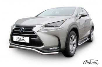 14 363 р. Защита переднего бампера Arbori (волна, нержавейка, 1 труба d57 mm). Lexus NX300h Z10 дорестайлинг (2014-2017)  с доставкой в г. Вологда. Увеличить фотографию 2