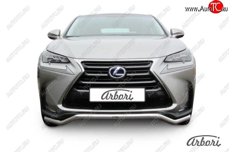 14 363 р. Защита переднего бампера Arbori (волна, нержавейка, 1 труба d57 mm). Lexus NX300h Z10 дорестайлинг (2014-2017)  с доставкой в г. Вологда