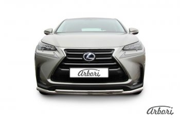 15 029 р. Защита переднего бампера Arbori (нержавейка, 2 трубы d57 и 42 mm) Lexus NX300h Z10 дорестайлинг (2014-2017)  с доставкой в г. Вологда. Увеличить фотографию 2