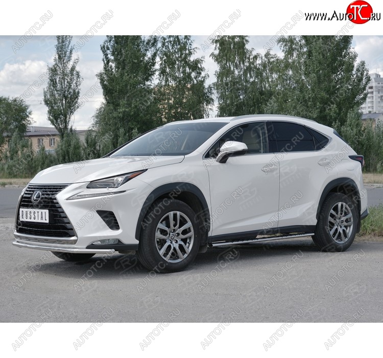 15 849 р. Защита переднего бампера (Ø42 мм, нержавейка) SLITKOFF Lexus NX300h Z10 дорестайлинг (2014-2017)  с доставкой в г. Вологда