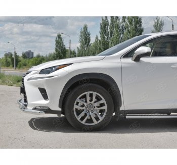 15 799 р. Защита переднего бампера (2 трубы Ø63 и 75х42 мм, нержавейка) Russtal Lexus NX300h Z10 дорестайлинг (2014-2017)  с доставкой в г. Вологда. Увеличить фотографию 2
