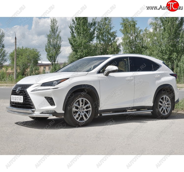 15 799 р. Защита переднего бампера (2 трубы Ø63 и 75х42 мм, нержавейка) Russtal Lexus NX300h Z10 дорестайлинг (2014-2017)  с доставкой в г. Вологда