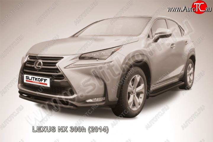 5 999 р. Защита переднего бампера из трубы d57 Slitkoff (короткая) Lexus NX300h Z10 дорестайлинг (2014-2017) (Цвет: серебристый)  с доставкой в г. Вологда
