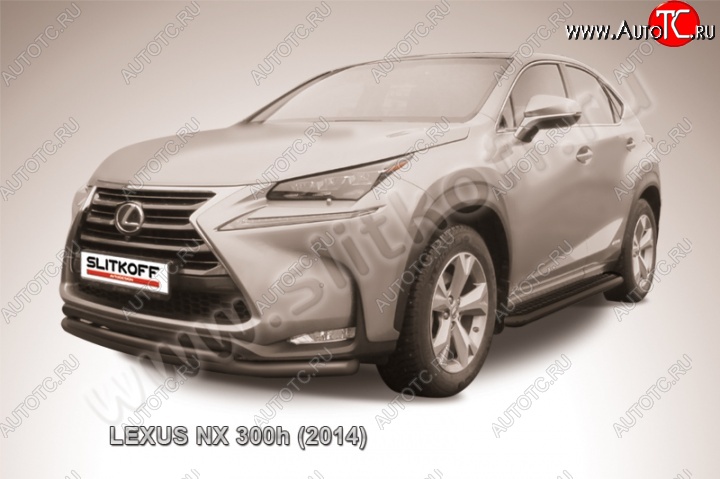10 649 р. Защита переднего бампера из труб d57+42 Slitkoff (двойная) Lexus NX300h Z10 дорестайлинг (2014-2017) (Цвет: серебристый)  с доставкой в г. Вологда