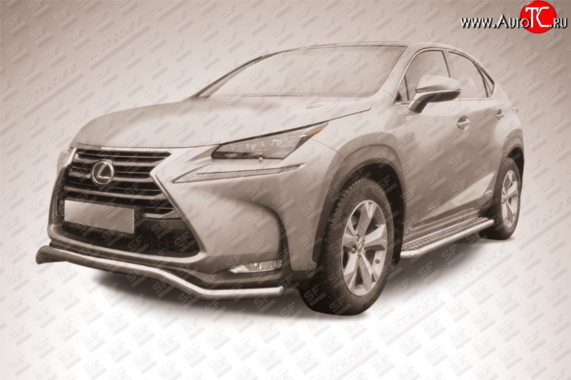 12 999 р. Фигурная защита переднего бампера диаметром 57 мм Slitkoff Lexus NX300h Z10 дорестайлинг (2014-2017) (Нержавейка, Полированная)  с доставкой в г. Вологда