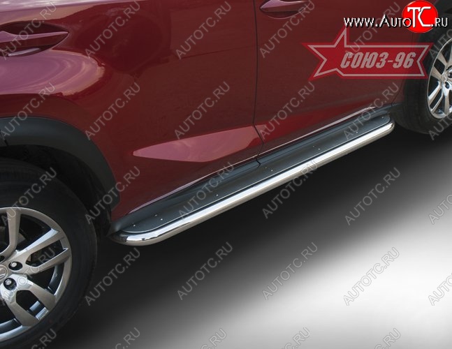 20 249 р. Защита порогов с листом F-Sport Souz-96 (d60). Lexus NX200 Z10 дорестайлинг (2014-2017)  с доставкой в г. Вологда