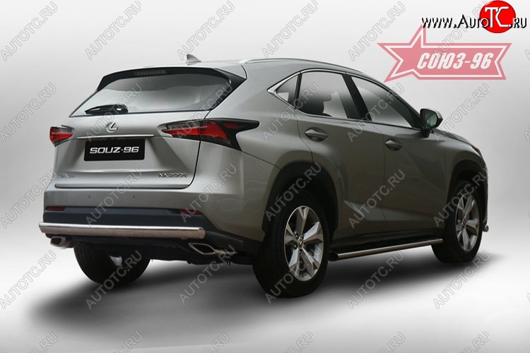 15 434 р. Защита заднего бампера Souz-96 рестайлинг (овал 75х42) Lexus NX200 Z10 дорестайлинг (2014-2017)  с доставкой в г. Вологда