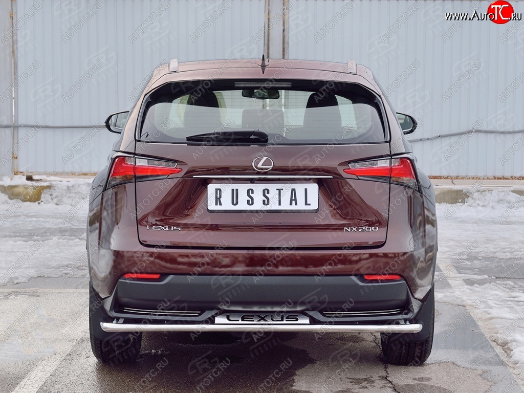 17 599 р. Защита заднего бампера (Ø42 мм с надписью, нержавейка) SLITKOFF Lexus NX200 Z10 дорестайлинг (2014-2017)  с доставкой в г. Вологда