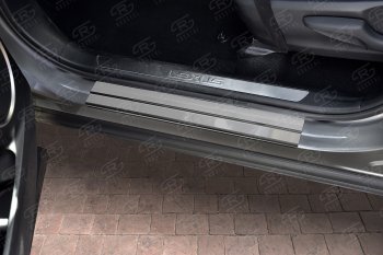 1 569 р. Накладки порожков салона Russtal Lexus NX200 Z10 дорестайлинг (2014-2017) (Нержавейка полированная)  с доставкой в г. Вологда. Увеличить фотографию 2