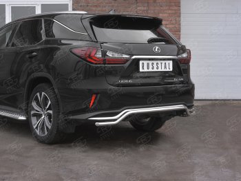 15 799 р. Защита заднего бампера (Ø42 мм волна, нержавейка, NOT F-SPORT) SLITKOFF Lexus RX350L AL20 рестайлинг (2019-2022)  с доставкой в г. Вологда. Увеличить фотографию 2