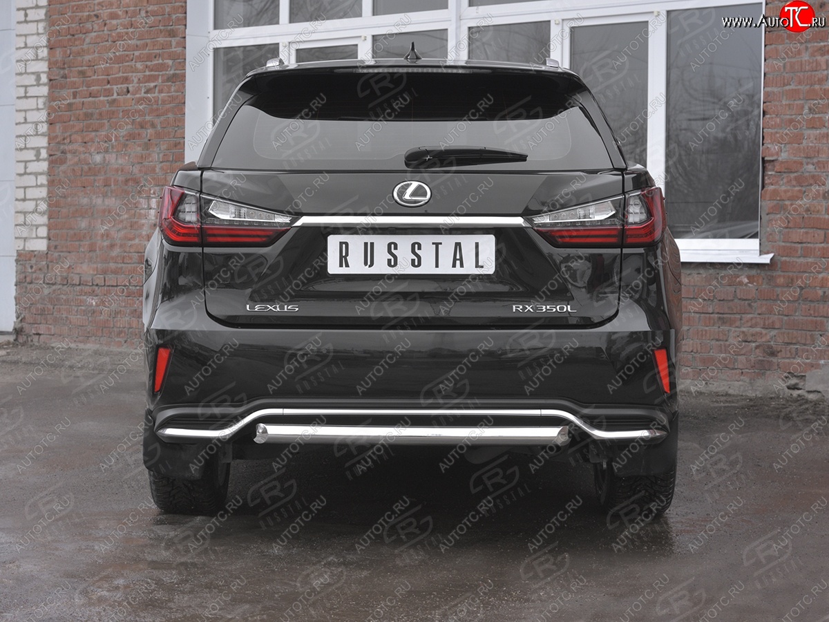 17 999 р. Защита заднего бампера (Ø63 мм, нержавейка, NOT F-SPORT) SLITKOFF Lexus RX350L AL20 рестайлинг (2019-2022)  с доставкой в г. Вологда