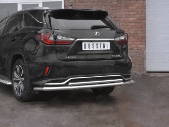 20 599 р. Защита заднего бампера (Ø63 и 42 мм, нержавейка, NOT F-SPORT) SLITKOFF Lexus RX350L AL20 рестайлинг (2019-2022)  с доставкой в г. Вологда. Увеличить фотографию 2