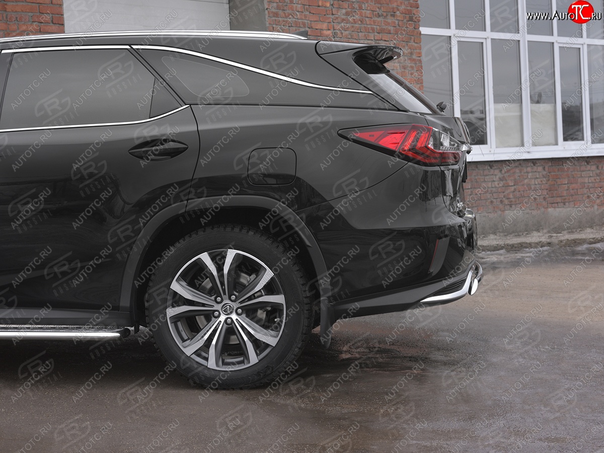 13 999 р. Защита заднего бампера (Ø75х42 мм, нержавейка, NOT F-SPORT) Russtal Lexus RX350L AL20 рестайлинг (2019-2022)  с доставкой в г. Вологда