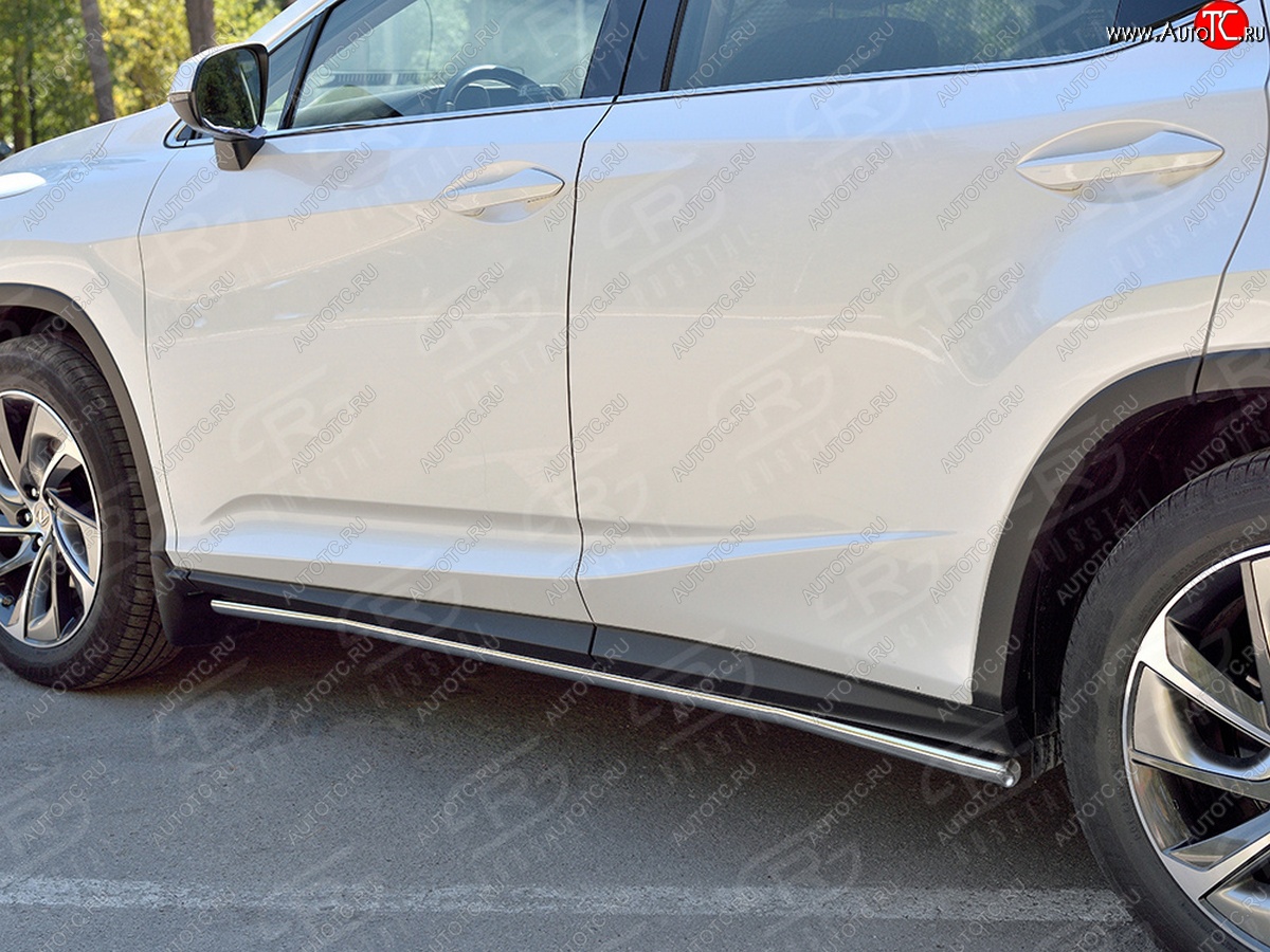 17 299 р. Защита порогов (Ø42 мм, нержавейка, кроме F-Sport) SLITKOFF Lexus RX350L AL20 дорестайлинг (2017-2019) (Металлические торцы под 90°)  с доставкой в г. Вологда
