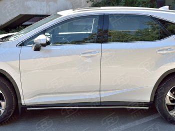 17 299 р. Защита порогов (Ø42 мм, нержавейка, кроме F-Sport) SLITKOFF Lexus RX350L AL20 дорестайлинг (2017-2019) (Металлические торцы под 90°)  с доставкой в г. Вологда. Увеличить фотографию 2