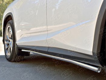 17 299 р. Защита порогов (Ø42 мм, нержавейка, кроме F-Sport) SLITKOFF Lexus RX350L AL20 дорестайлинг (2017-2019) (Металлические торцы под 90°)  с доставкой в г. Вологда. Увеличить фотографию 3