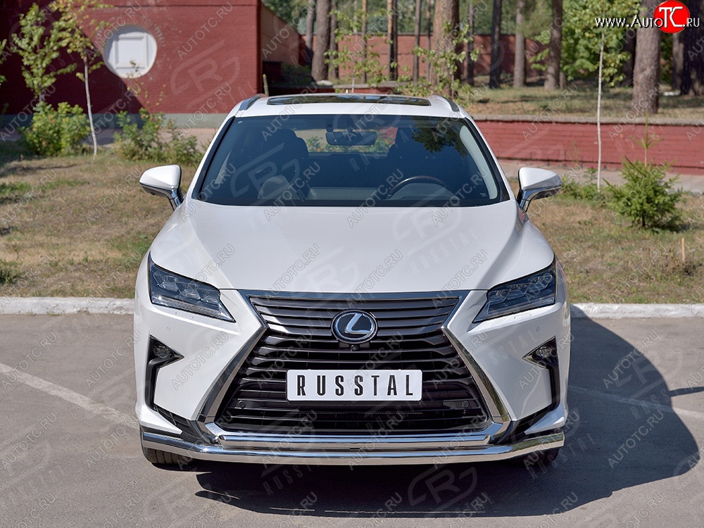 19 549 р. Защита переднего бампера (2 трубыØ63 и 42 мм, нержавейка) SLITKOFF Lexus RX 200T AL20 дорестайлинг (2015-2017)  с доставкой в г. Вологда