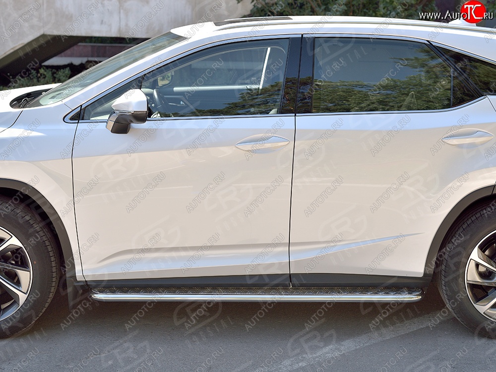 24 649 р. Широкая защита порогов из трубы диаметром 42 мм SLITKOFF Lexus RX 200T AL20 дорестайлинг (2015-2017)  с доставкой в г. Вологда