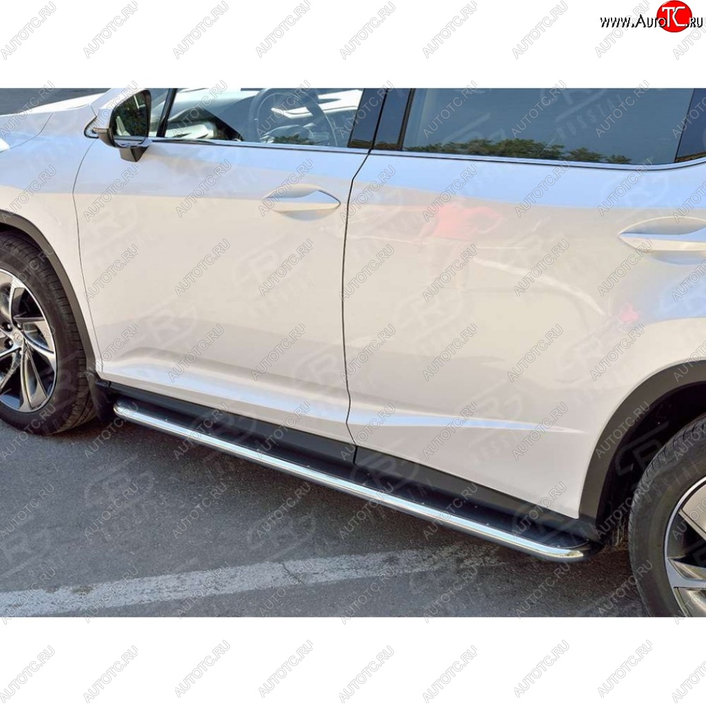 27 999 р. Широкая защита порогов с трубой диаметром 42 мм SLITKOFF v3 Lexus RX 200T AL20 дорестайлинг (2015-2017)  с доставкой в г. Вологда
