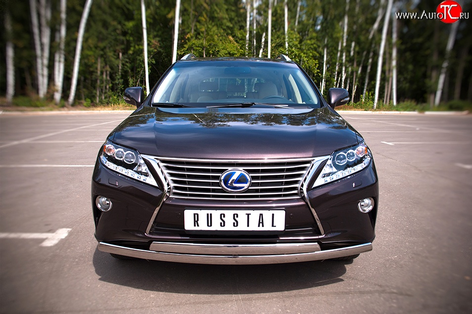 16 849 р. Защита переднего бампера (2 трубыØ75х42 мм, нержавейка) Russtal Lexus RX350 AL10 дорестайлинг (2008-2012)  с доставкой в г. Вологда