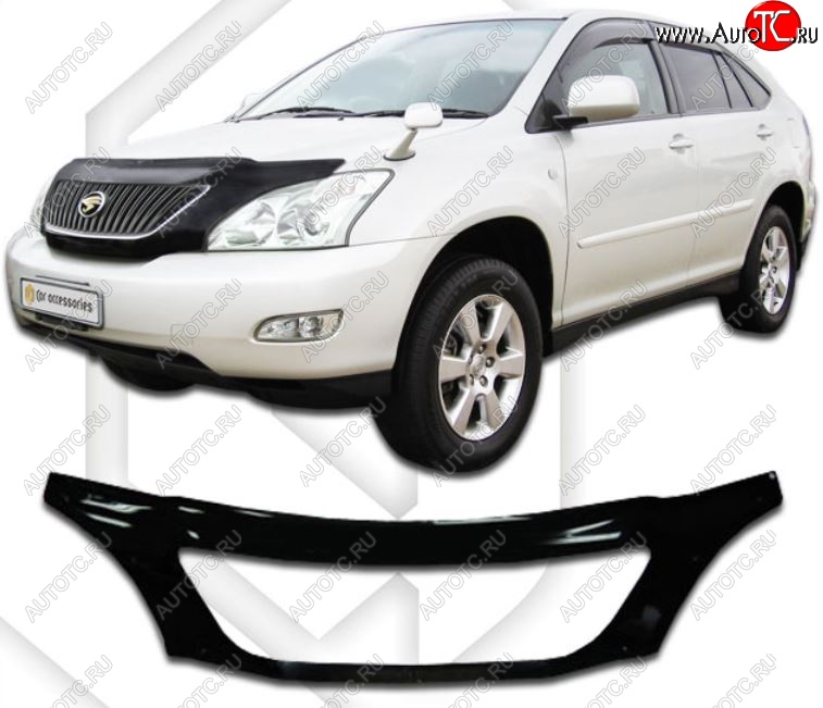 2 899 р. Дефлектор капота (exclusive) CA-Plastiс  Lexus RX300  XU30 - RX400H  XU30 (серия Classic черный, Без надписи)  с доставкой в г. Вологда
