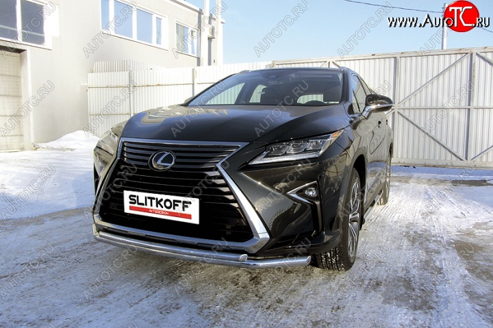18 999 р. Двойная защита переднего бампера из труб диаметром 57 и 42 мм Slitkoff Lexus RX350 AL20 дорестайлинг (2015-2019) (Нержавейка, Полированная)  с доставкой в г. Вологда