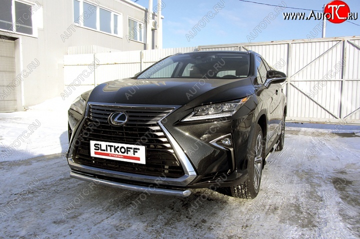 14 999 р. Защита переднего бампера из короткой трубы диаметром 57 мм Slitkoff Lexus RX350 AL20 дорестайлинг (2015-2019) (Нержавейка, Полированная)  с доставкой в г. Вологда