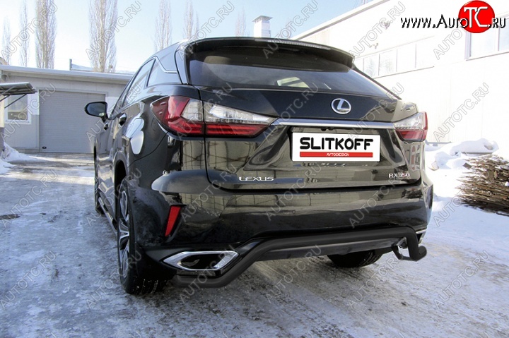 11 299 р. Защита задняя Slitkoff Lexus RX350 AL20 дорестайлинг (2015-2019) (Цвет: серебристый)  с доставкой в г. Вологда