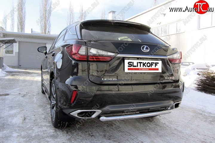 12 799 р. Защита заднего бампера из короткой трубы диаметром 57 мм Slitkoff Lexus RX350 AL20 дорестайлинг (2015-2019) (Нержавейка, Полированная)  с доставкой в г. Вологда