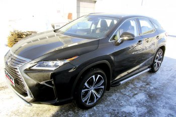 10 699 р. Пороги алюминиевые Slitkoff Lexus RX350 AL20 дорестайлинг (2015-2019) (Luxe Silver)  с доставкой в г. Вологда. Увеличить фотографию 2